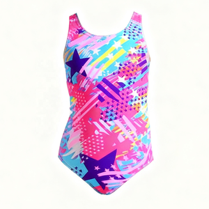 कस्टम वन-पीस गर्ल के स्विमवियर बैक क्रॉस बॉडीसूट रेसिंग बच्चों के लिए मुद्रित पैटर्न खोखला सजावट कमर - Product Image 1
