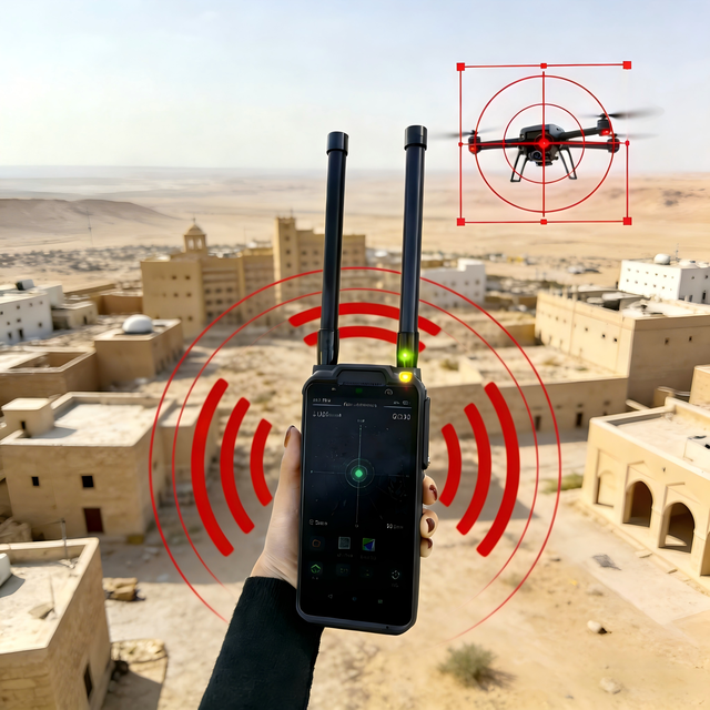 RF Detector 1-3km Handheld Drone Detection System Long Range Positioning Equipment and Detection UAV Signal Drone Detector