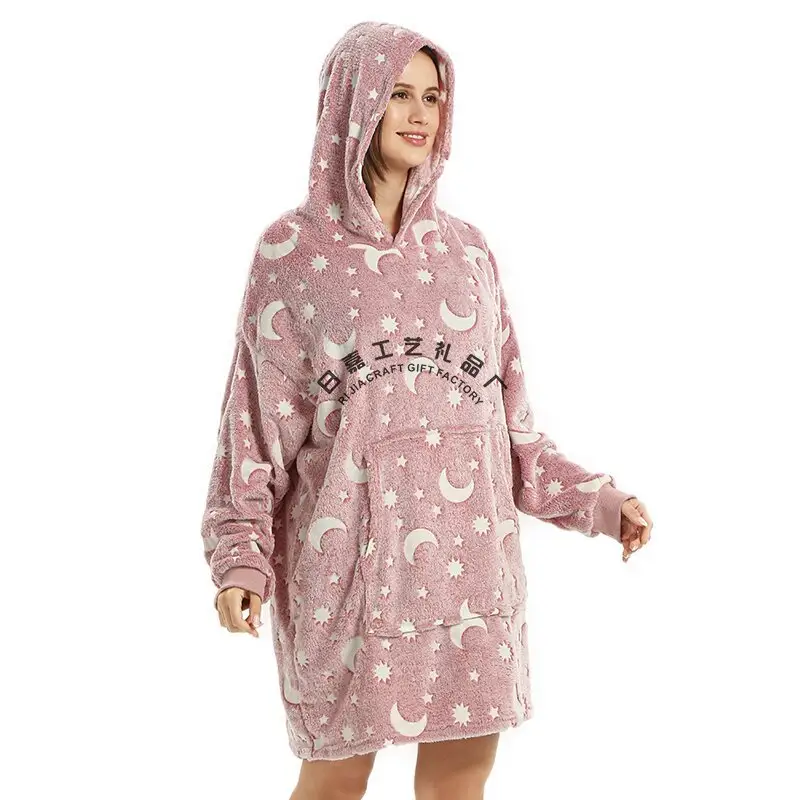 Custom Luxury Hotel Bathrobe Unisex Fluffy Waffle Hooded Flannel Winter Fleece Pajamas For Women Women's Thick Bath Robes