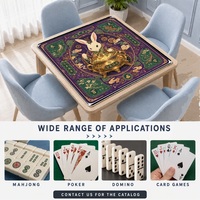 Plateau de table de mahjong antidérapant de qualité supérieure, style illustration tendance nationale personnalisée, avec sac de rangement, idéal pour un cadeau de vacances