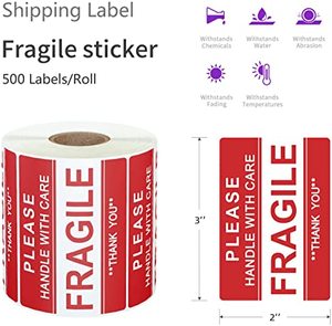 Etiqueta <span class=keywords><strong>Adhesiva</strong></span> Rectangular para Embalaje de Artículos Frágiles, Resistente al Aceite y al Agua, para Envío Industrial, Adhesivo de un Solo Lado - Product Image 5