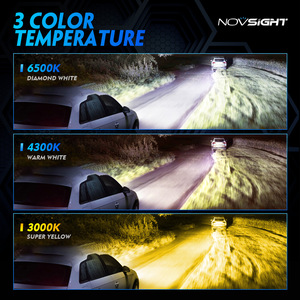 Novsight 6500K 60W 7200LM 3 <span class=keywords><strong>colores</strong></span> bombilla Led H11 9005 9006 H7 H4 faros Led para coche - Product Image 6