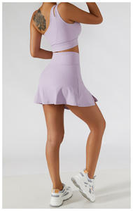 2024 kustom Logo seksi satu bahu pakaian olahraga wanita kebugaran pakaian olahraga Yoga pakaian tenis Set rok - Product Image 3