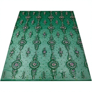 A.K.TRENDY Luxury Traditional Elegant Floral Tulle Beaded Handmade High Quality Mesh Lace Rhinestones Eco-Friendly Custom Sizes - Product Image 1