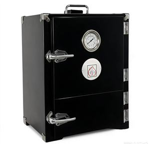 Modern Black Stainless Steel Smoker Oven With Temperature Gauge Portable Outdoor <b>BBQ</b> Grill For Charcoal Cooking - Product Image 1