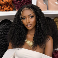 Perruque Lace HD 13x6 en cheveux humains bouclés crépus vierges Remy birmans, avec nœuds blanchis, ligne de cheveux 4C, 10-36 pouces, couleur naturelle 13*6