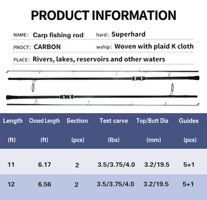 Mới Bán Chạy Nhất 3.3M 3.6M 3.9M 4lb Sợi Carbon Tốt Nhất Cá Chép Cá Giải Quyết Rods <span class=keywords><strong>Pro</strong></span> Cá Chép 12ft Cần Câu Cá Cho Cá Chép - Product Image 2