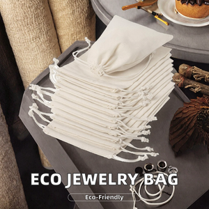 ถุงผ้ามัสลินออร์แกนิค 100% เป็นมิตรกับสิ่งแวดล้อม  แบบกำหนดเอง  ขนาดเล็ก สีขาว  ผ้าแคลลิโก้  แบบมีเชือกผูก  พิมพ์ลายซิลค์สกรีน - Product Image 3