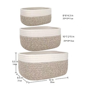 Japanese-style <b>storage</b> <b>basket</b>, cotton rope, imitation rattan woven <b>basket</b>, linen, home office <b>storage</b> <b>basket</b>, home <b>storage</b>. - Product Image 3