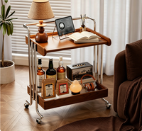Table basse de style vintage en fer forgé, durable, portable, réglable, en bois de caoutchouc, avec rangement, meuble d'appoint de canapé, luxe léger