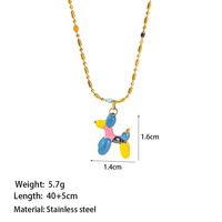 Collier fantaisie personnalisé en acier inoxydable 316L pour femme, pendentif chien ballon émaillé, bijou fantaisie coloré doré, cadeau amusant