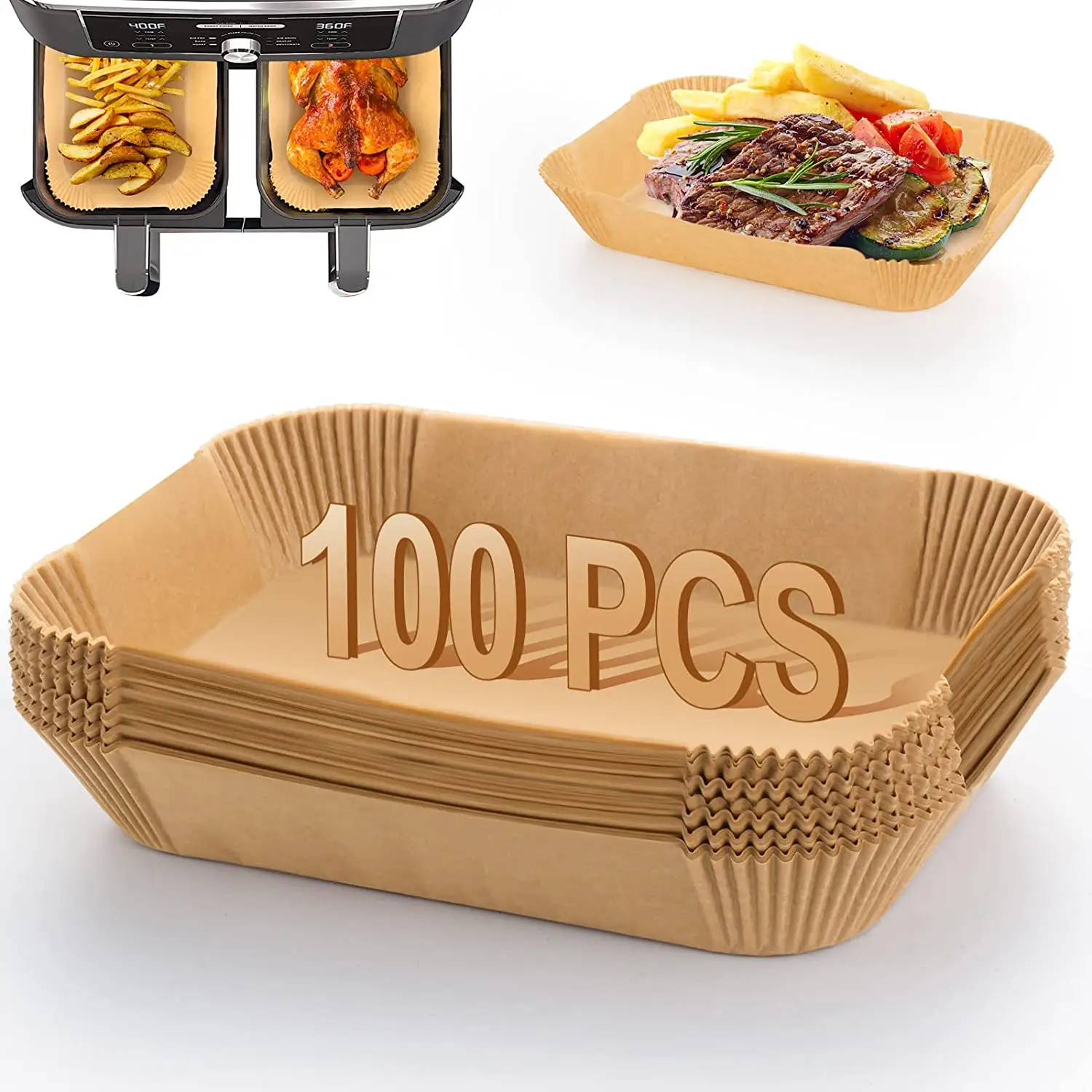 Air Fryer Disposable Paper Liners 100 Pcs Oil-proof Baking Paper Roasting Microwave Food Grade Baking Fryer Disposable Paper