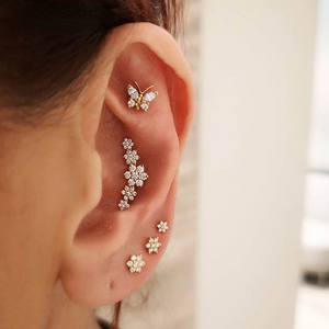 New Arrival Earrings Cute Jewelry Delicate Girl Women Ear <strong>Stud</strong> 925 Sterling <strong>Silver</strong> Small Minimalist Earring Tiny Cz Flower - Product Image 1