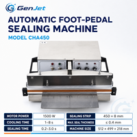 Machine de scellage de sacs non tissés GenJet à chauffage par impulsions double face avec une largeur de soudure de 8 mm et des options de longueur de travail de 450 à 800 mm