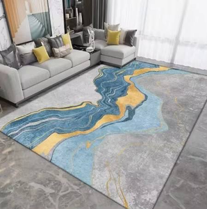 <span class=keywords><strong>Tappeto</strong></span> Moderno di Lusso Astratto Blu e Oro, Antiscivolo, Lavabile, Morbido, Grande, per Soggiorno e Arredamento Casa - Product Image 1