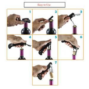 Sacacorchos de Dos <span class=keywords><strong>Pasos</strong></span> Boomerang con Cortador de Papel de Aluminio Integrado y Abrebotellas para Avión - Product Image 4