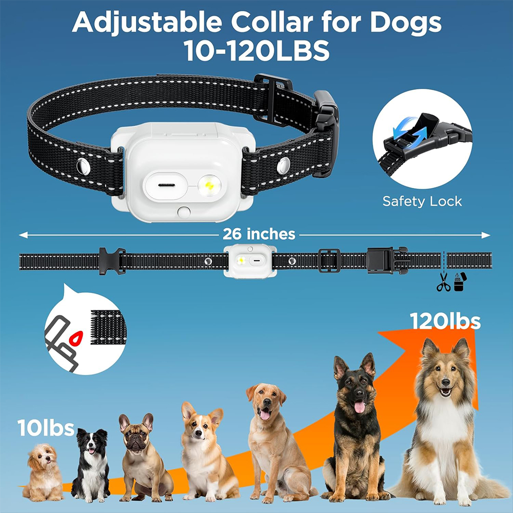 Kunhong KH-C94 Smart Anti-Bark Dog Training Collar - IPX7 Waterproof, Type-C Rechargeable