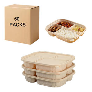 50 verpakkingen biologisch afbreekbare 3, 4, 5-delige afhaallocaties voor voedsel, maïszetmeel wegwerp lunchboxen, magnetronbestendig - Product Image 6