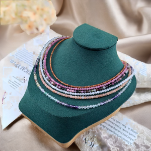 <b>Silver</b> Crystal Necklace 3mm Faceted Beads <b>Choker</b> Clavicle Chain Trendy Unisex Jewelry - Product Image 2