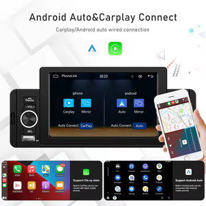 Stock UE Autoradio 5 pouces Podofo 1 Din CarPlay Android Auto Lecteur MP5 FM USB Charge rapide Unité centrale - Product Image 2
