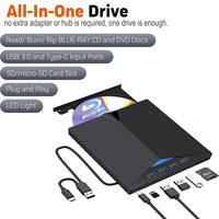 Lecteur Blu-ray externe 7 en 1 USB 3.0 Type-C, lecteur de disques Blu-ray 3D, lecteur/graveur de DVD/BD, lecteur Blu-ray portable