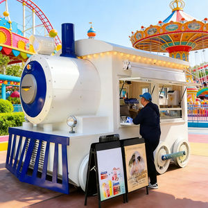 Carrito de Venta Móvil de Helados con Diseño Temático de Tren, Acero Inoxidable, 4 Ruedas, para Catering en Zonas Peatonales Urbanas - Product Image 3