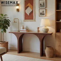 Meuble WISEMAX, table d'entrée en bois de style nordique rétro, plateau en travertin, console pour hôtel, maison, salon