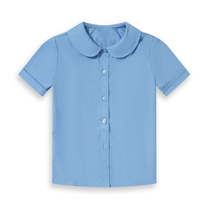 Chemisier d'école primaire col arrondi manches courtes filles blanc chemise facile haute qualité doux respirant personnalisé enfant uniforme scolaire - Product Image 3
