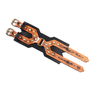 Genuine <b>Leather</b> <b>Bracelet</b> Cowhide Retro Cross Punk Style Wide Wristband X-Shaped Long Strip Jewelry Decorative Fashion Band - Product Image 5