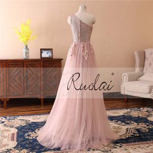 Ruolai PEV-L3055 neue A-Linie rosa Abendkleid Schlitz Seite mit Pailletten Blume <span class=keywords><strong>Prom</strong></span> Kleid - Product Image 3