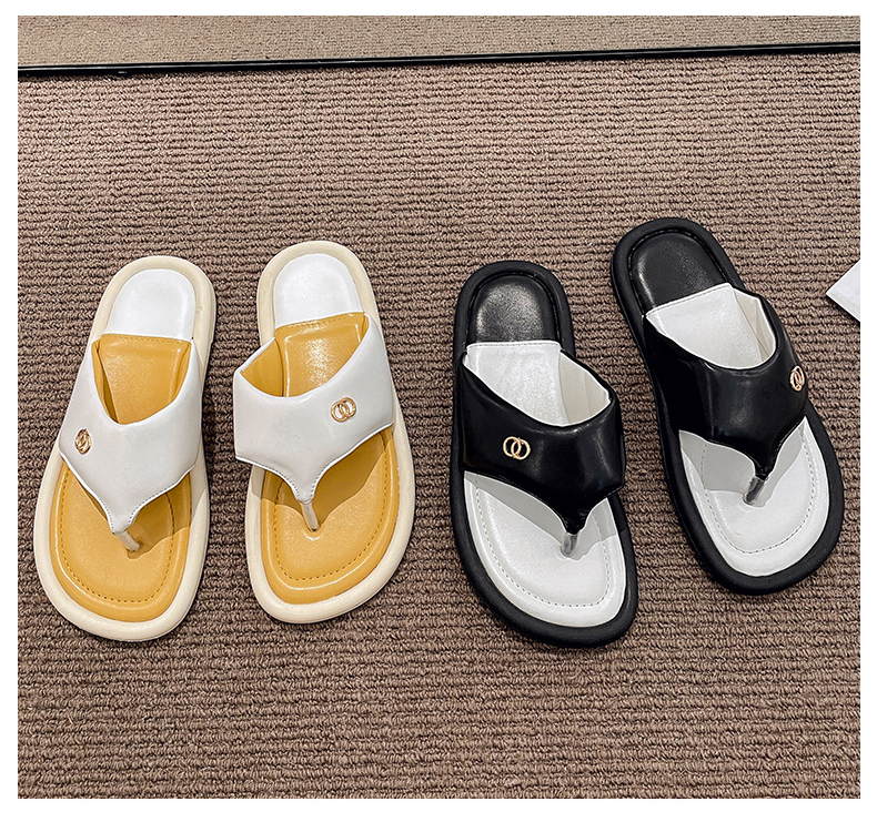 Girls Non-slip Sandals Fashion Beach Leather with Flat Slippers Women Filp-flops Slippers