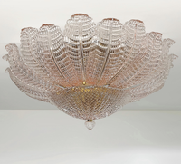 Plafonnier 1ST DIBS en verre de Murano rose, motif fleurs, style Mid-Century Modern, pour chambre à coucher (luminaire suspendu ou encastré)