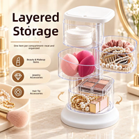 Organiseurs de maquillage rotatifs MIXWARES et boîte de rangement cosmétique multi-couches à 360 degrés pour bijoux et bureau