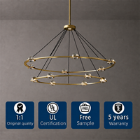 Lustre Rond à Deux Niveaux en Cristal K9 RHOEM Eclatant pour Salon, Décoration d'Éclairage de Luxe pour la Maison