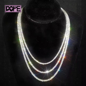 4mm 5mm en stock Moissanite Tennis Chain Pass Diamond Tester 925 Sterling Silver Iced Out Tennis Chain - Product Image 1