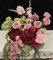 Boule de fleurs artificielles en gros PPS, rouge et rose, 60 cm, pour centre de table de mariage et décoration d'événements