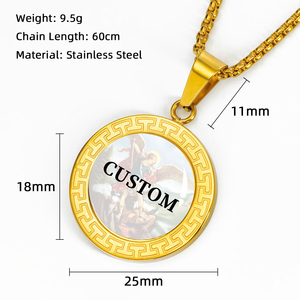 GIVELUCK Colgante Religioso de Santa Juana de Arco con Borde en T, Chapado en <span class=keywords><strong>Oro</strong></span> de 18K, Medalla de Acero Inoxidable con Relieve 3D, Coraje y Fe - Product Image 2