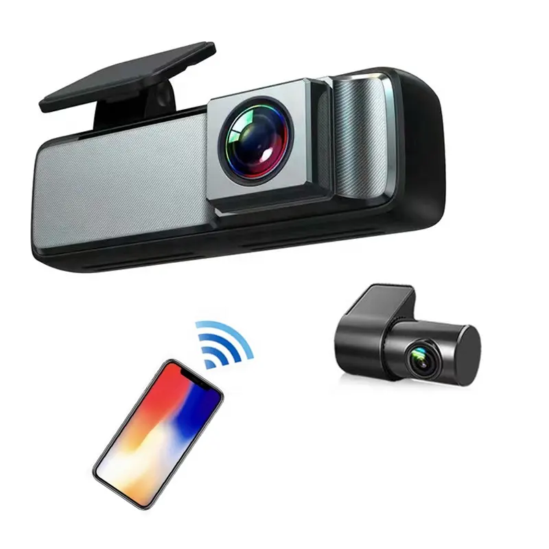 2024 tiktok xu hướng ống kính kép phía trước phía sau wifi xe Dash Cam DVR wf02d Dashcam xe máy ảnh video-registrator cho xe 24h công viên màn hình