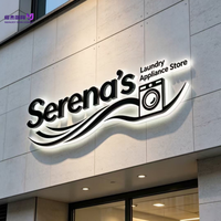 Enseigne publicitaire décorative murale en acrylique personnalisée, acier inoxydable, halo 3D éclairé par LED, étanche IP65, pour bars et hôtels