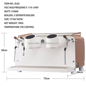 Máquina de Espresso Comercial Zilong 9BRs de Doble Grupo con PID, 3 Calderas Independientes Programable y Eléctrica para Cafetería y Restaurante - Product Image 2