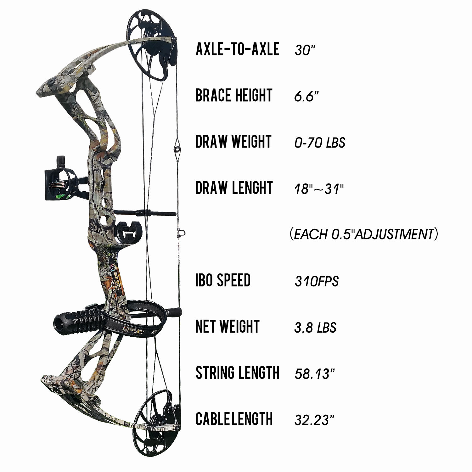 コンパウンドボウ 60ポンド Sanlida DragonX8 アーチェリー