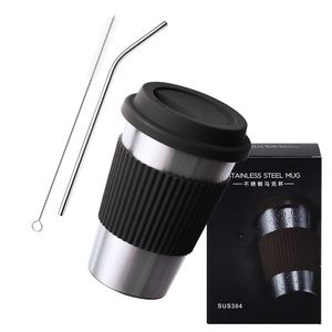 304 Single-layer Stainless Steel <b>Coffee</b> Cup with Heat-resistant Silicone Cup Sipping Cup - Product Image 4