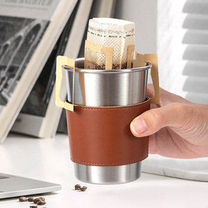 แก้วกาแฟสแตนเลสพกพา DF350 ขนาด 350 มล. พร้อมปลอกหนัง ป้องกันความร้อน ราคาถูก ผลิตในจีน ขายส่ง - Product Image 5