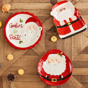 Assiette ronde en céramique Père Noël, grande taille, pour la veille de Noël, vaisselle de table, assiette plate pour fruits à usage domestique - Product Image 6