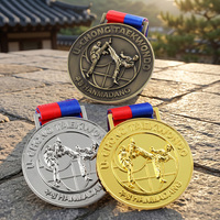 Nouvelles médailles de Taekwondo avec logo et lettres en relief, médailles personnalisables en or, argent, laiton plaqué, alliage de zinc, design de médaille de Taekwondo