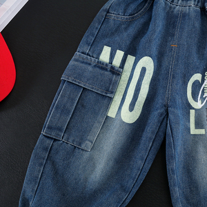 Set di Jeans e Felpa in Denim con Patch per Bambini, <span class=keywords><strong>Abbigliamento</strong></span> Casual Primaverile a Maniche Lunghe con Motivo a Lettere - Product Image 6