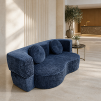 Canapé deux places avec emballage sous vide compressé, design incurvé, garnissage en éponge, revêtement en velours, style moderne minimaliste
