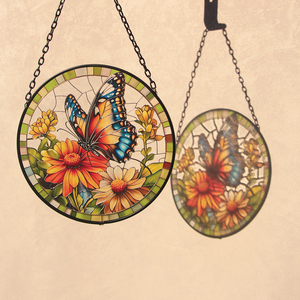 Atrapasoles Arcoíris de 7.5'' con Mariposas y Flores - Decoración para Dormitorio y Balcón - Product Image 1