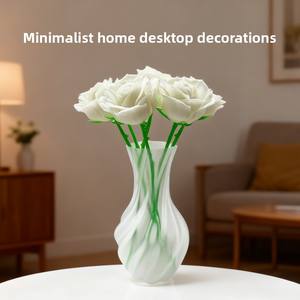 Rosas Artificiales Impermeables de Plástico Mejorado con Jarrón, Adorno Decorativo para Interiores y Exteriores, Figuras Decorativas - Product Image 4