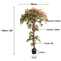Pohon Bougainvillea Palsu Besar 4ft 5ft 6ft, Tanaman Berbunga Buatan dalam Pot untuk Dekorasi Hotel, Taman, dan Komersial